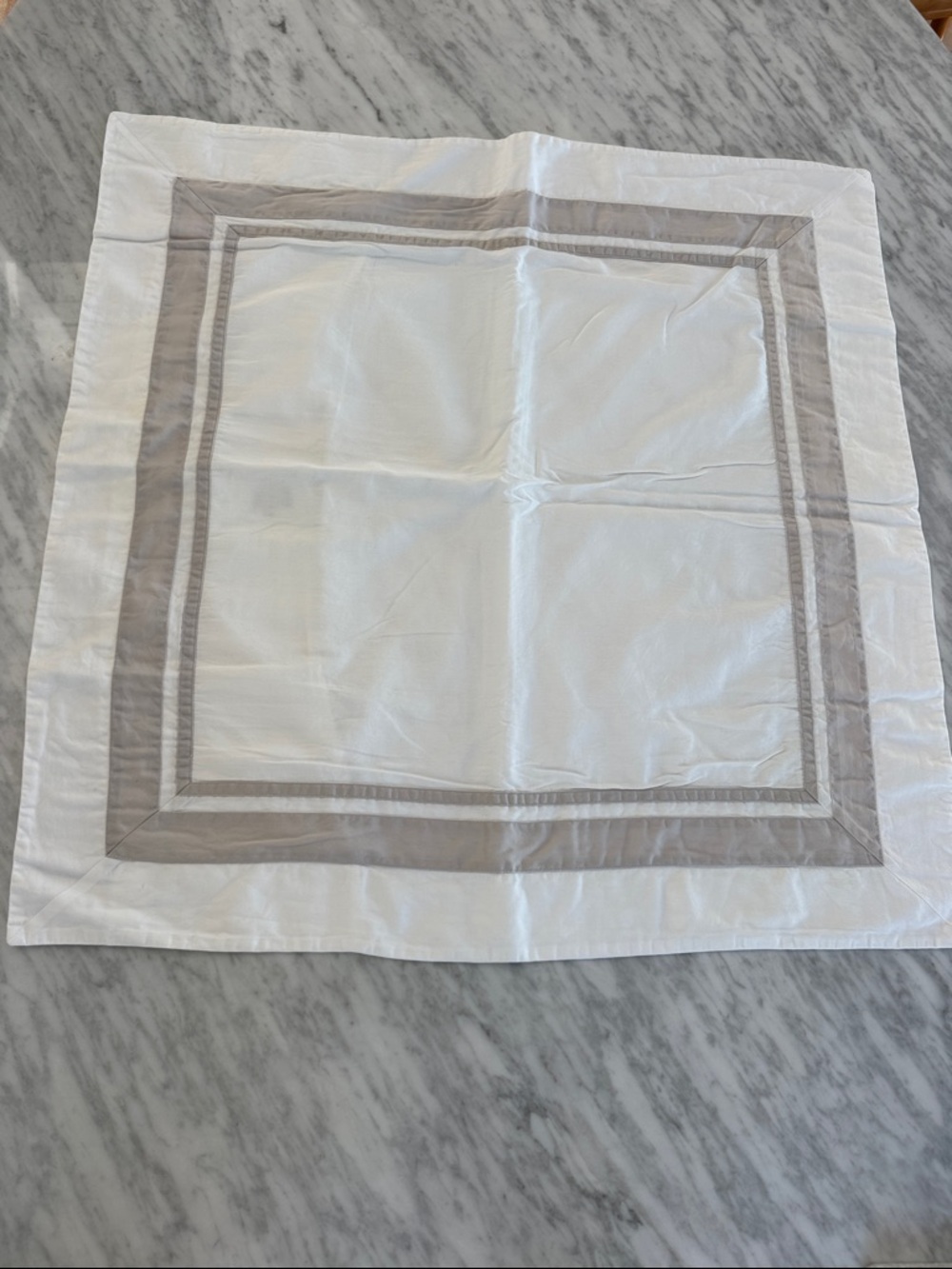 The White Company. White Square Scarf with Light Gray Border.